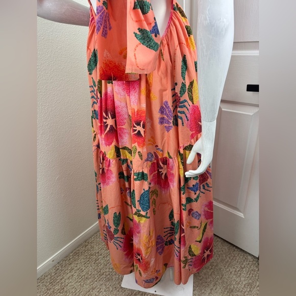 Farm Rio Tropical Dress Midi Maxi Fit & Flare Straps Tiered Ruffles XS. - Picture 5 of 13